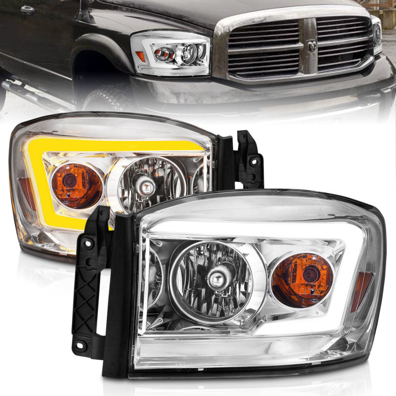 Load image into Gallery viewer, Anzo 06-09 Dodge RAM 1500/2500/3500 Headlights Chrome Housing/Clear Lens (w/Switchback Light Bars)
