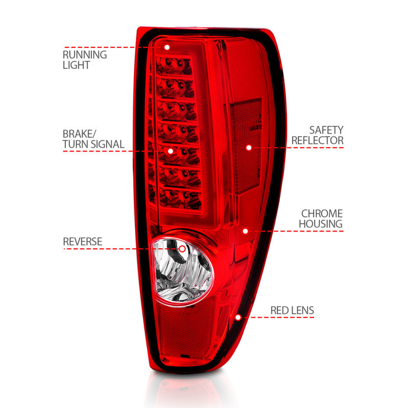 Load image into Gallery viewer, ANZO 2004-2012 Chevrolet Colorado/ GMC Canyon LED Tail Lights w/ Light Bar Chrome Housing Red/Clear
