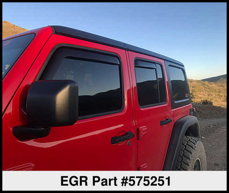 Load image into Gallery viewer, EGR 2018 jeep Wrangler JL SlimLine In-Channel WindowVisors Set of 4 - Dark Smoke
