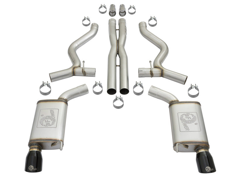 Load image into Gallery viewer, aFe MACHForce XP 3in 304 SS Cat-Back Exhausts w/ Black Tips 15-17 Ford Mustang GT V8-5.0L/V6-3.7L
