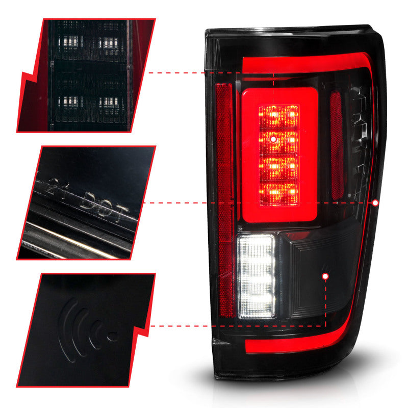 Load image into Gallery viewer, ANZO 21-23 Ford F-150 LED Taillights Seq. Signal w/BLIS Cover - Smoke Blk (For Factory Halogen ONLY)
