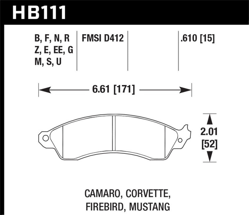 Load image into Gallery viewer, Hawk 1991 Chevrolet Camaro 3.1L Heritage Edition Performance Package Front ER-1 Brake Pads
