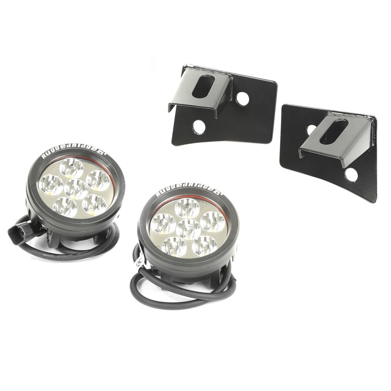 Load image into Gallery viewer, Rugged Ridge 07-18 Jeep Wrangler JK Round Windshield LED Light Kit w/ Brackets
