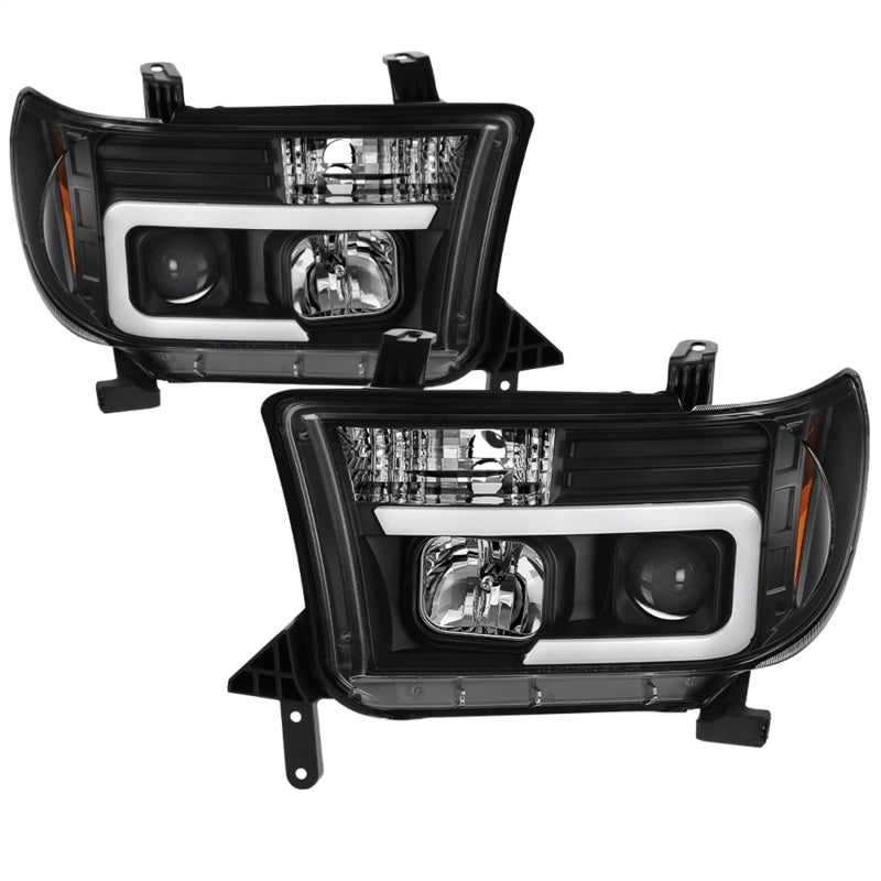 Load image into Gallery viewer, Spyder 08-13 Toyota Sequoia Projector Headlights - Light Bar DRL - Black PRO-YD-TTU07V2-LB-BK
