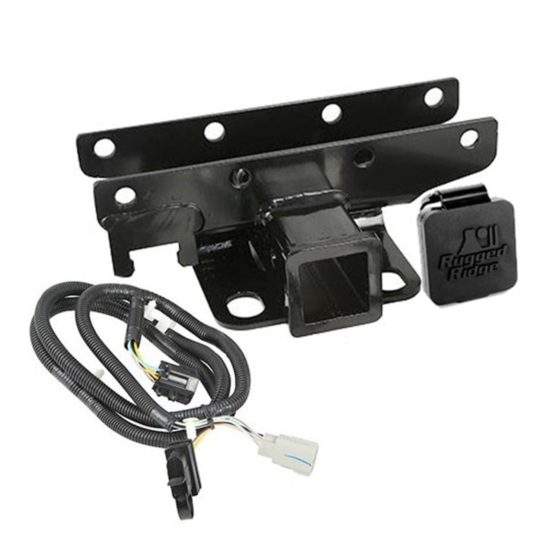 Load image into Gallery viewer, Rugged Ridge Receiver Hitch &amp; Wiring Kit RR Logo 07-18 Jeep Wrangler JK
