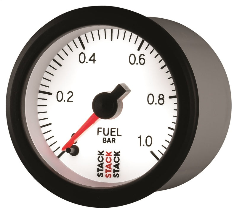 Load image into Gallery viewer, Autometer Stack 52mm 0-1 Bar M10 Male Pro Stepper Motor Fuel Pressure Gauge - White
