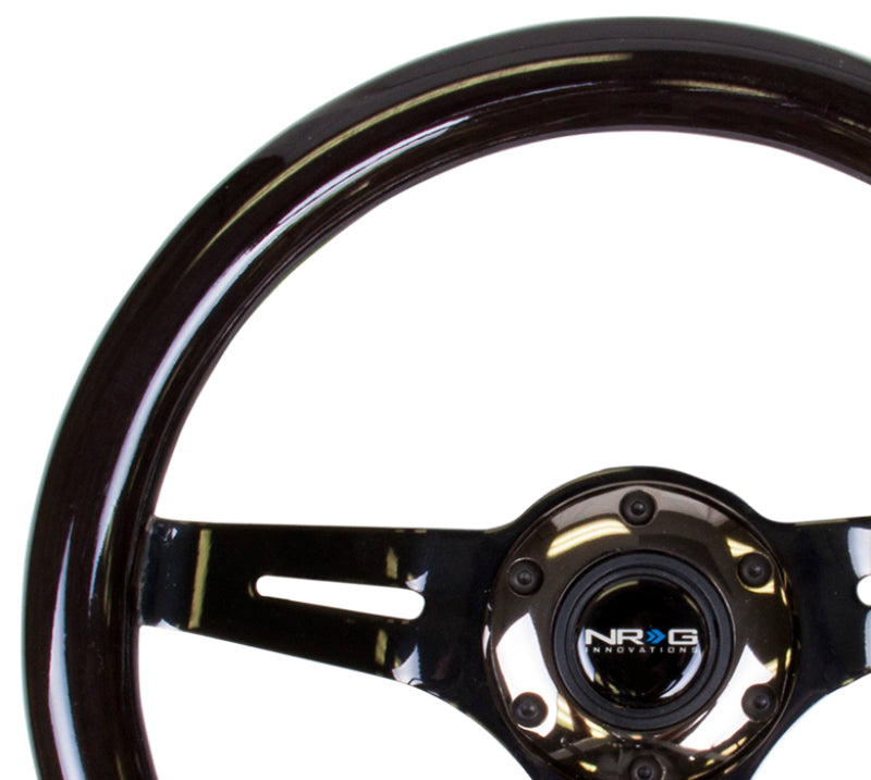 Load image into Gallery viewer, NRG Classic Wood Grain Steering Wheel (310mm) Black w/Black Chrome 3-Spoke Center
