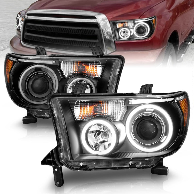 Load image into Gallery viewer, ANZO 2007-2013 Toyota Tundra Projector Headlights w/ Halo Black (CCFL)
