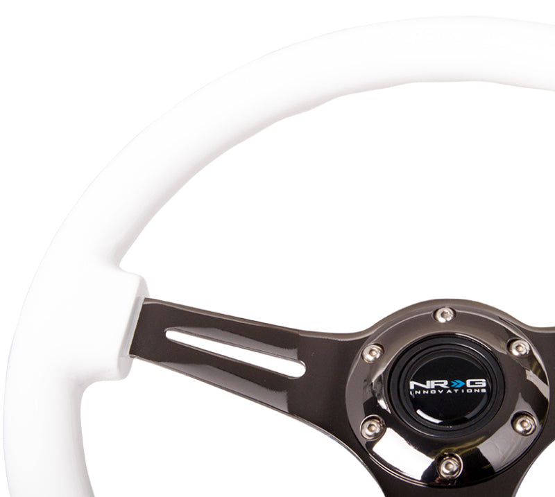 Load image into Gallery viewer, NRG Classic Wood Grain Steering Wheel (350mm) White Paint Grip w/Black 3-Spoke Center
