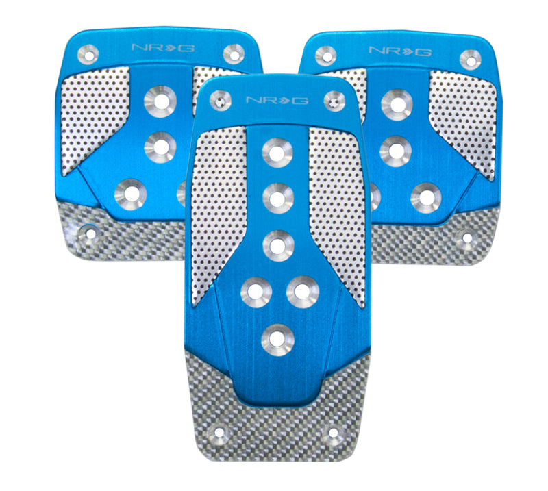 Load image into Gallery viewer, NRG Aluminum Sport Pedal M/T - Blue w/Silver Carbon
