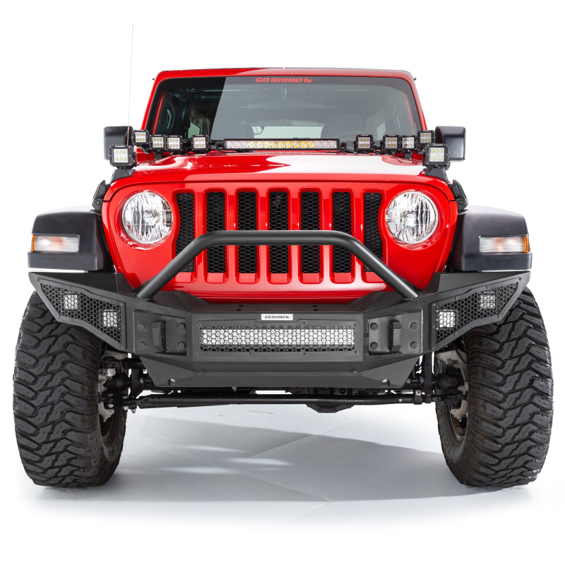 Load image into Gallery viewer, Go Rhino 07-20 Jeep Wrangler JL/JLU/JK/JKU/Gladiator JT Rockline Full Width Bumper w/ Overrider
