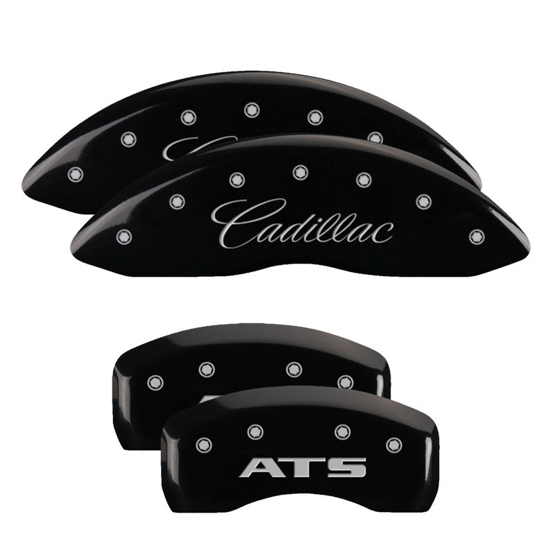 Load image into Gallery viewer, MGP 4 Caliper Covers Engraved Front &amp; Rear GMC Black finish silver ch
