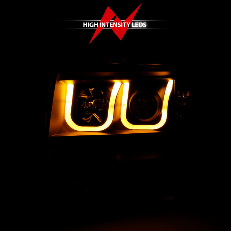 Load image into Gallery viewer, ANZO 2009-2014 Ford F-150 Projector Headlights w/ U-Bar Switchback Black w/ Amber
