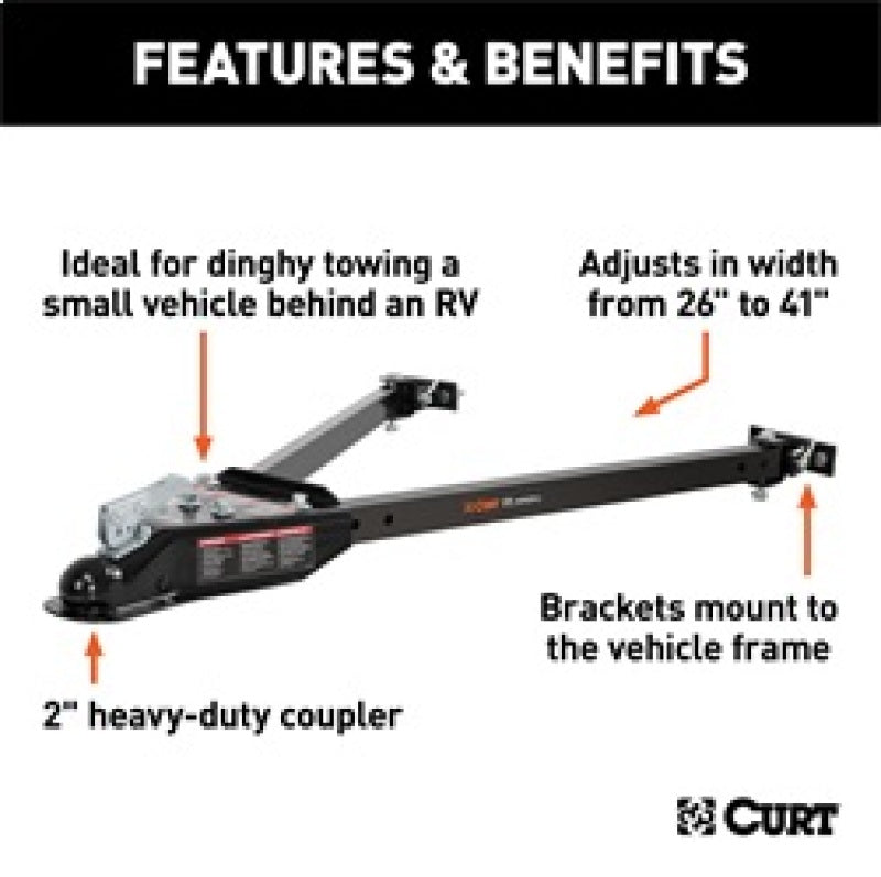 Load image into Gallery viewer, RockJock Curt Tow Bar with Adjustable Width Arms Car Mount 2in Ball 5000lbs
