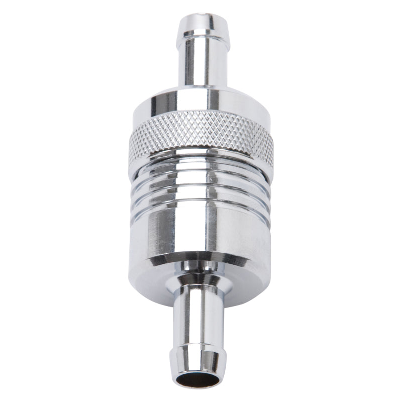 Load image into Gallery viewer, Edelbrock Fuel Filter Aluminum 3In X 01/ 1/8In 3/8In Inlet/Outlet Chrome
