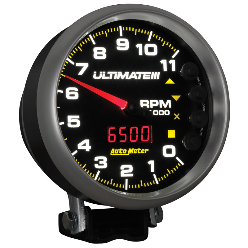 Load image into Gallery viewer, AutoMeter Gauge Tach 5in. 11K RPM Pedestal Datalogging Ultimate IIi Playback Black
