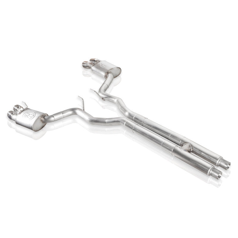 Load image into Gallery viewer, Stainless Works 2018+ Ford Mustang GT 3in Redline Series Catback H-Pipe w/Active Valves &amp; Quad Tips
