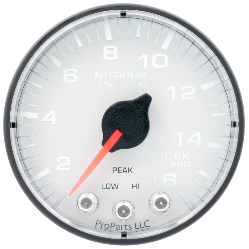 Load image into Gallery viewer, Autometer Spek-Pro 2 1/16in 1600PSI Stepper Motor w/ Peak &amp; Warn White/Black Nitrous Pressure Gauge
