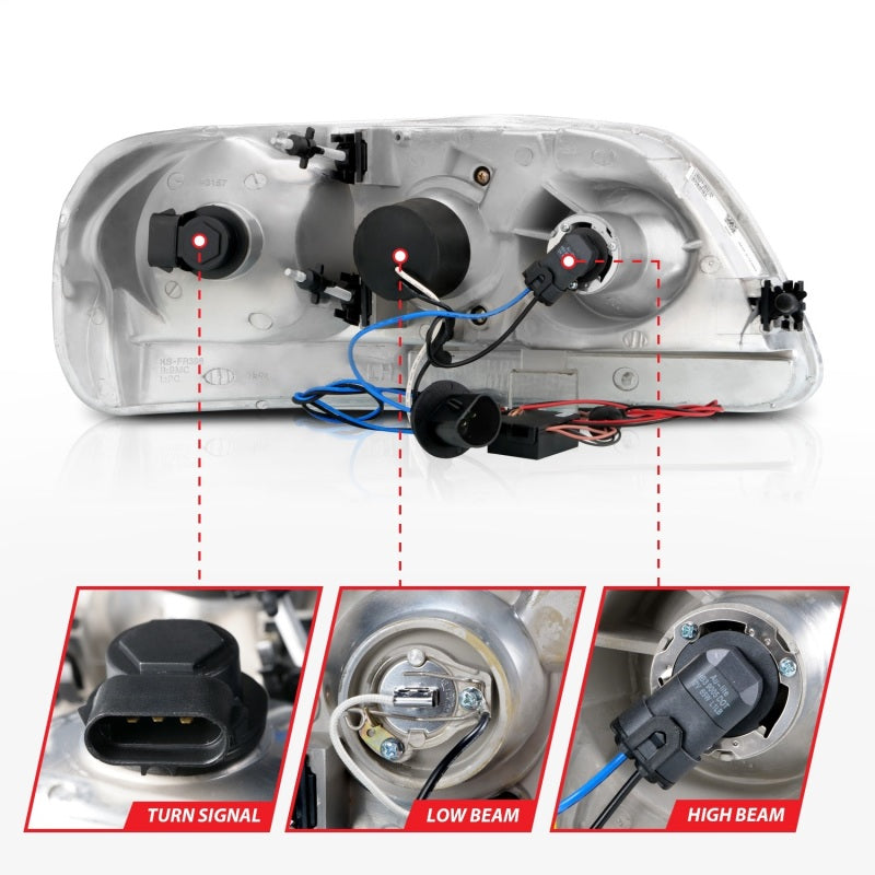 Load image into Gallery viewer, ANZO 1997.5-2003 Ford F-150 Projector Headlights w/ Halo Chrome 1pc
