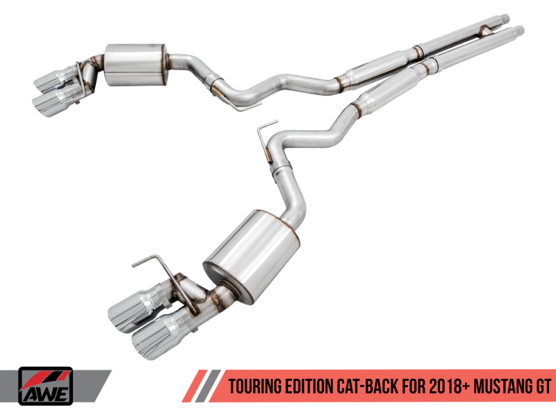 Load image into Gallery viewer, AWE Tuning 2018+ Ford Mustang GT (S550) Cat-Back Exhaust - Touring Edition (Quad Diamond Black Tips)
