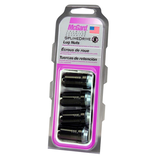 McGard SplineDrive Lug Nut (Cone Seat) 1/2-20 / 1.60in. Length (4-Pack) - Black (Req. Tool)