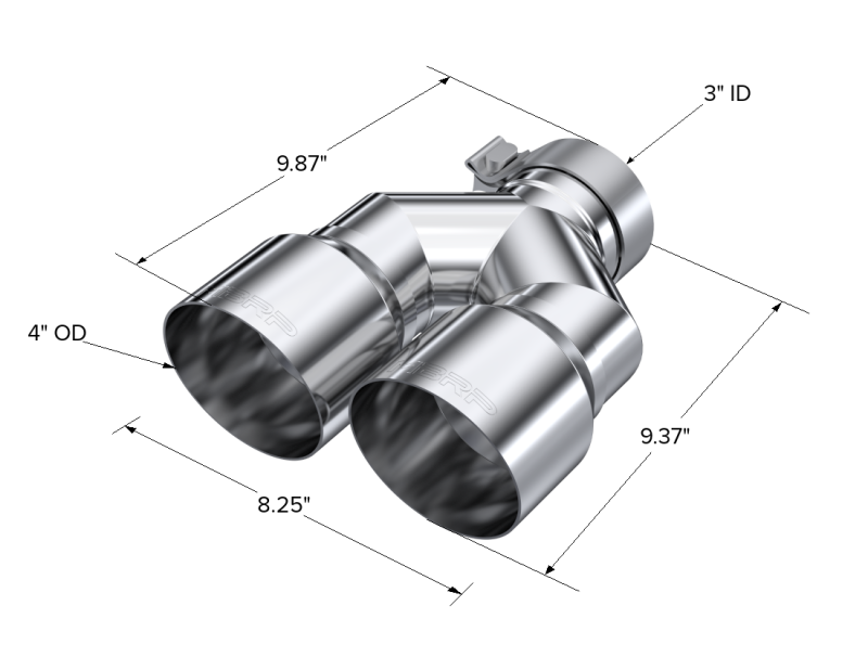 Load image into Gallery viewer, MBRP 3in ID / Dual 4in OD Out Staggered L 9.87in / R 9.37in Single Wall T304 SS Univ Exhaust Tip
