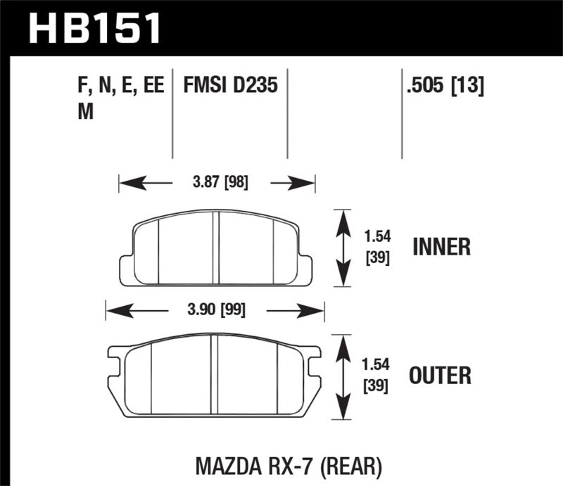 Load image into Gallery viewer, Hawk 1985 Mazda RX-7 1.1L GS Rear ER-1 Brake Pads
