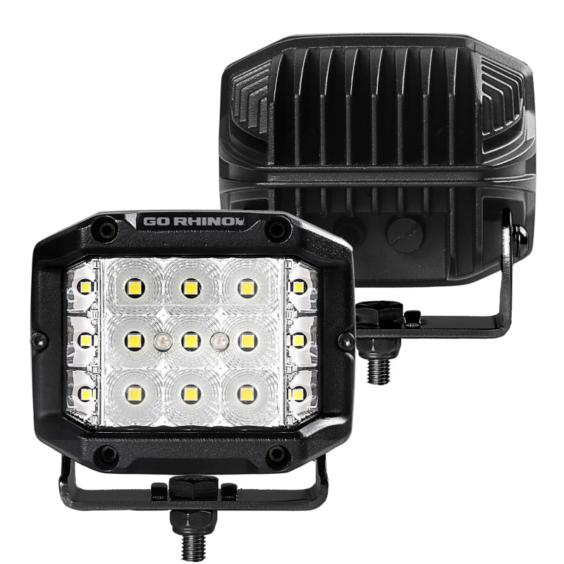 Load image into Gallery viewer, Go Rhino Xplor Bright Series Sideline Cube LED Flood Light Kit (Surface Mount) 4x3 - Blk (Pair)
