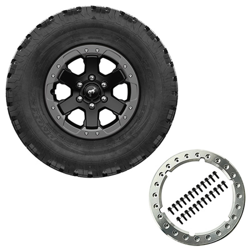 Load image into Gallery viewer, Ford Racing 2021 Bronco 17x8.0 Beadlock Carbonized Gray Badlands Wheel Kit
