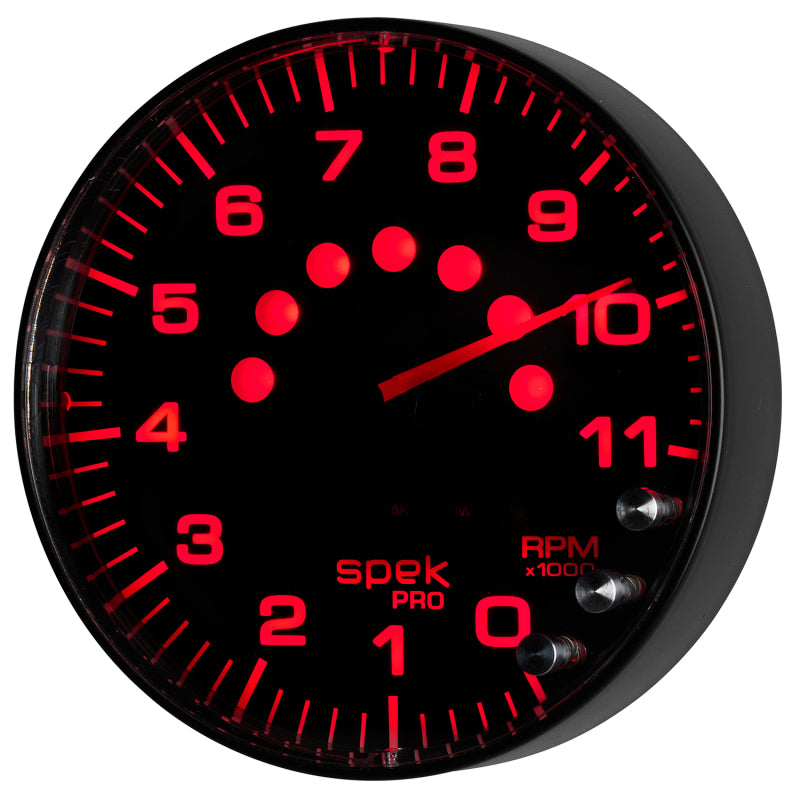 Load image into Gallery viewer, Autometer Spek-Pro Gauge Tachometer 5in 11K Rpm W/Shift Light &amp; Peak Mem Black/Black
