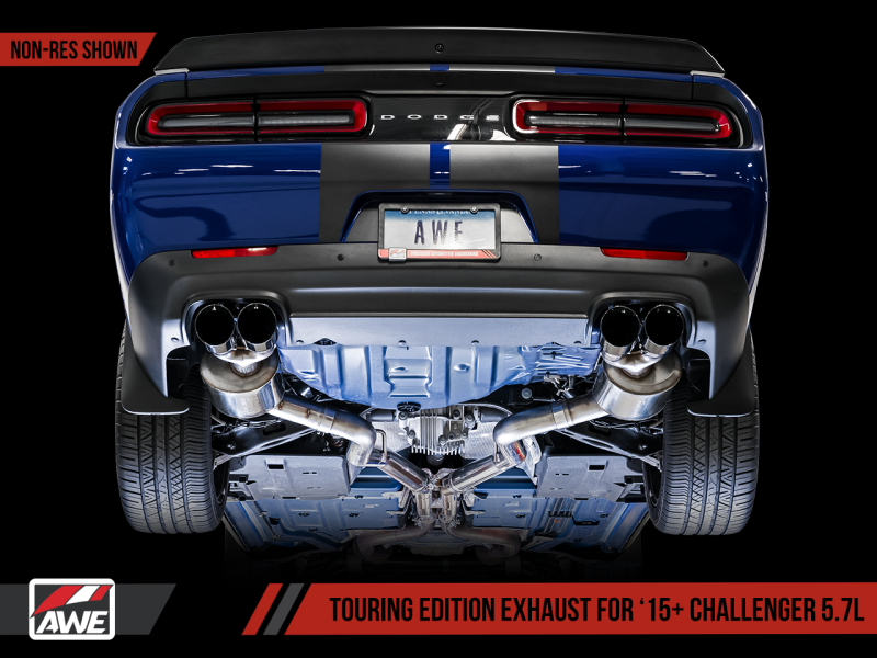 Load image into Gallery viewer, AWE Tuning 2017+ Challenger 5.7 Touring Edition Exhaust - Non-Resonated - Diamond Black Quad Tips
