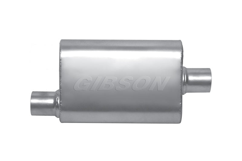 Load image into Gallery viewer, Gibson MWA Superflow Offset/Center Oval Muffler - 4x9x14in/2.25in Inlet/2.25in Outlet - Stainless
