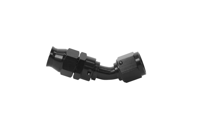 Load image into Gallery viewer, Aeromotive PTFE Hose End - AN-08 - 45 Deg - Black Anodized

