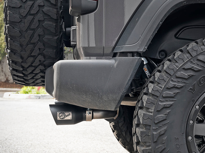 Load image into Gallery viewer, aFe Rebel Series 2.5in 409 SS Cat-Back Exhaust w/ Black Tips 18-19 Jeep Wrangler (JL) V6 3.6L
