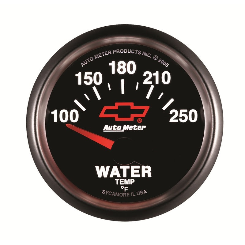Load image into Gallery viewer, Autometer GM Bowtie Black 2-1/16in 100-250 F Pedestal Electronic Water Temp Gauge
