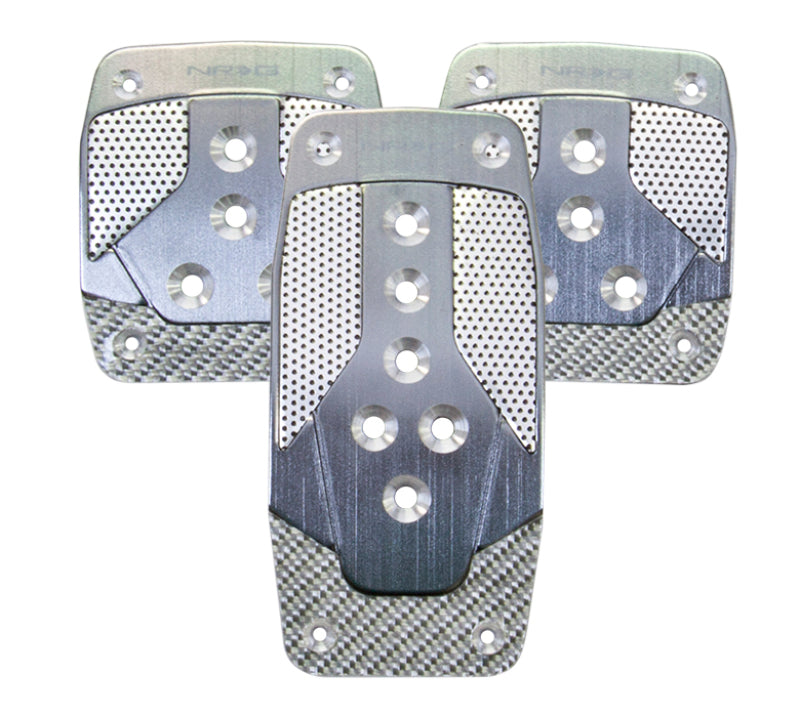 Load image into Gallery viewer, NRG Aluminum Sport Pedal M/T - Gunmetal w/Silver Carbon
