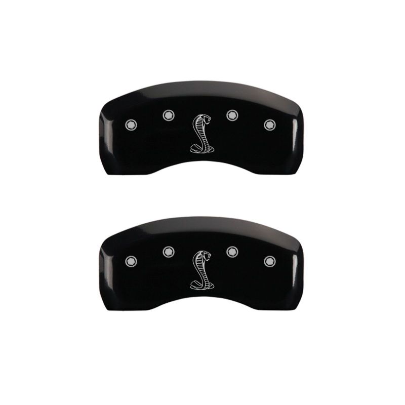 Load image into Gallery viewer, MGP 4 Caliper Covers Engraved Front &amp; Rear Tiffany Snake Black finish silver ch
