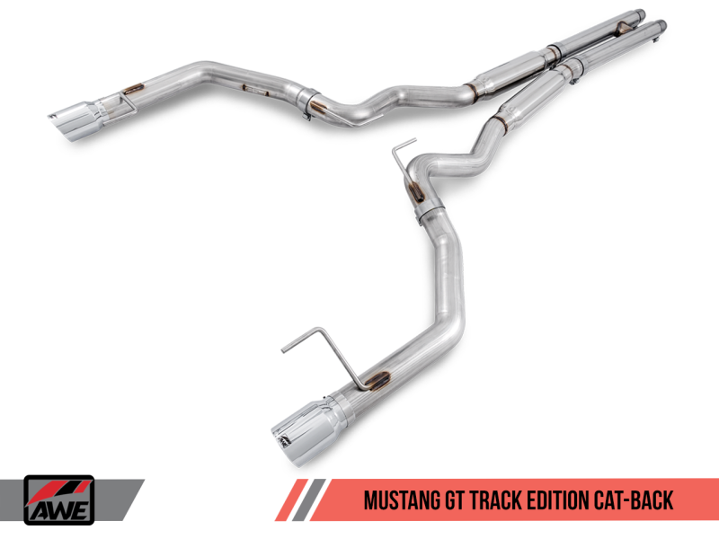 Load image into Gallery viewer, AWE Tuning S550 Mustang GT Cat-Back Exhaust - Track Edition (Chrome Silver Tips)
