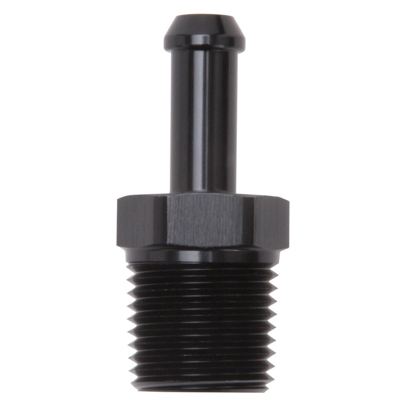 Load image into Gallery viewer, Edelbrock Hose Fittings Straight 1/2In NPT to 3/8In Barb Black Anodize
