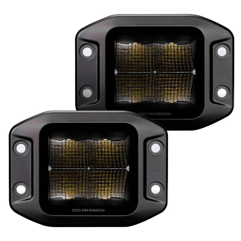Load image into Gallery viewer, Go Rhino Xplor Blackout Series Cube LED Flood Light Kit (Flush Mount) 3x3 - Blk (Pair)
