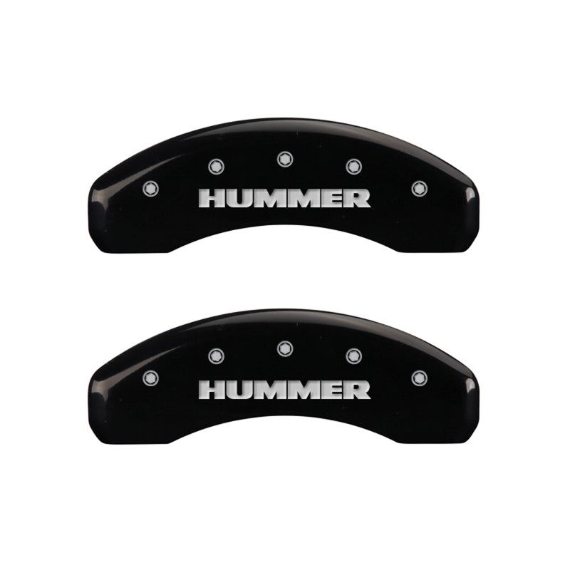 Load image into Gallery viewer, MGP 4 Caliper Covers Engraved Front &amp; Rear Hummer Black finish silver ch
