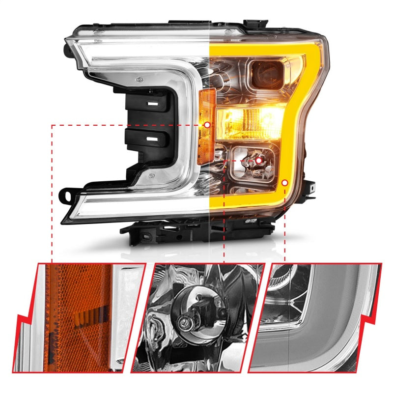 Load image into Gallery viewer, ANZO 2018-2020 Ford F-150 Projector Headlight w/Plank Style Switchback Chrome Housing
