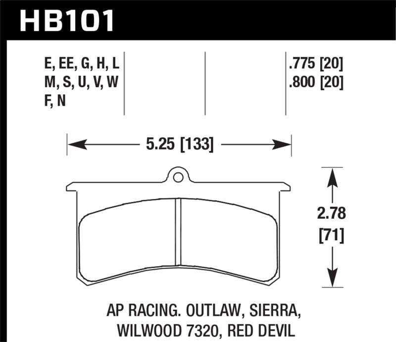 Load image into Gallery viewer, Hawk Wilwood SL AP Racing Outlaw .8 Inch Super-lite DTC-30 Brake Pad Set
