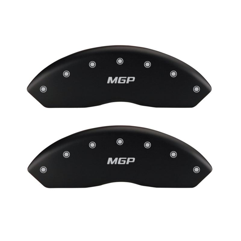 Load image into Gallery viewer, MGP 4 Caliper Covers Engraved Front &amp; Rear Tiffany Snake Black finish silver ch
