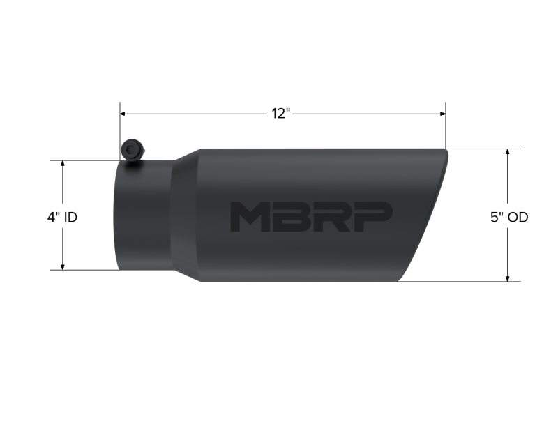 Load image into Gallery viewer, MBRP Universal Tip 5 O.D. Angled Rolled End 4 inlet 12 length - Black Finish
