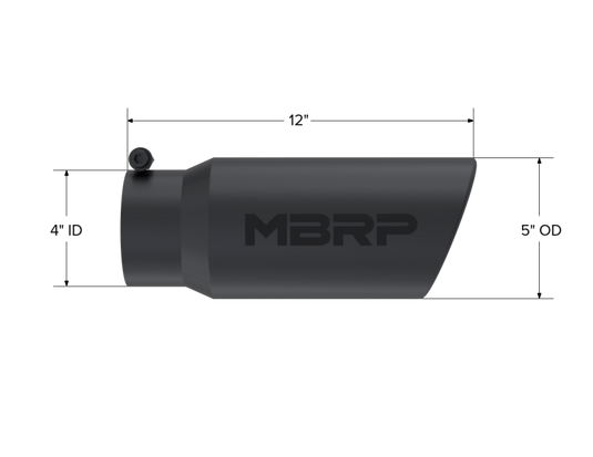 MBRP Universal Tip 5 O.D. Angled Rolled End 4 inlet 12 length - Black Finish