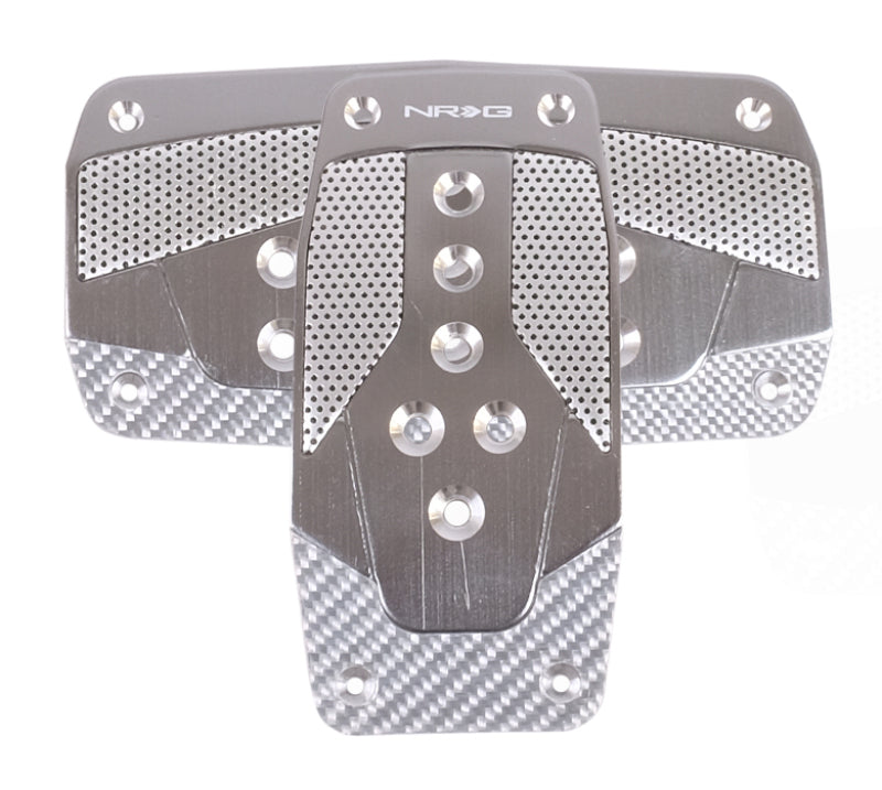 Load image into Gallery viewer, NRG Aluminum Sport Pedal A/T - Gunmetal w/Silver Carbon
