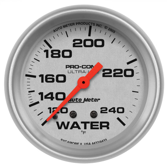 AutoMeter Gauge Water Temp 2-5/8in. 120-240 Deg. F Mechanical 12ft. Ultra-Lite