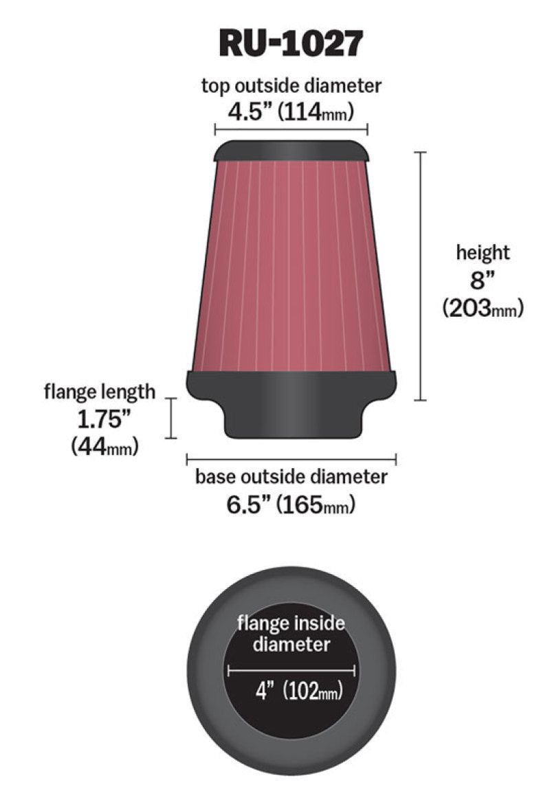 Load image into Gallery viewer, K&amp;N Universal Clamp-On Air Filter 4in FLG / 6-1/2in B / 4-1/2in T / 8in H
