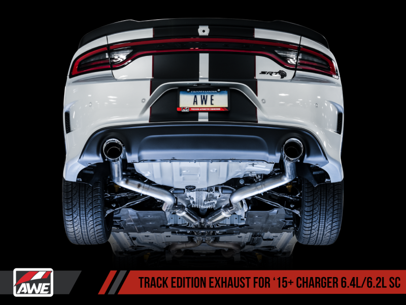Load image into Gallery viewer, AWE Tuning 2015+ Dodge Charger 6.4L/6.2L Supercharged Track Edition Exhaust - Chrome Silver Tips
